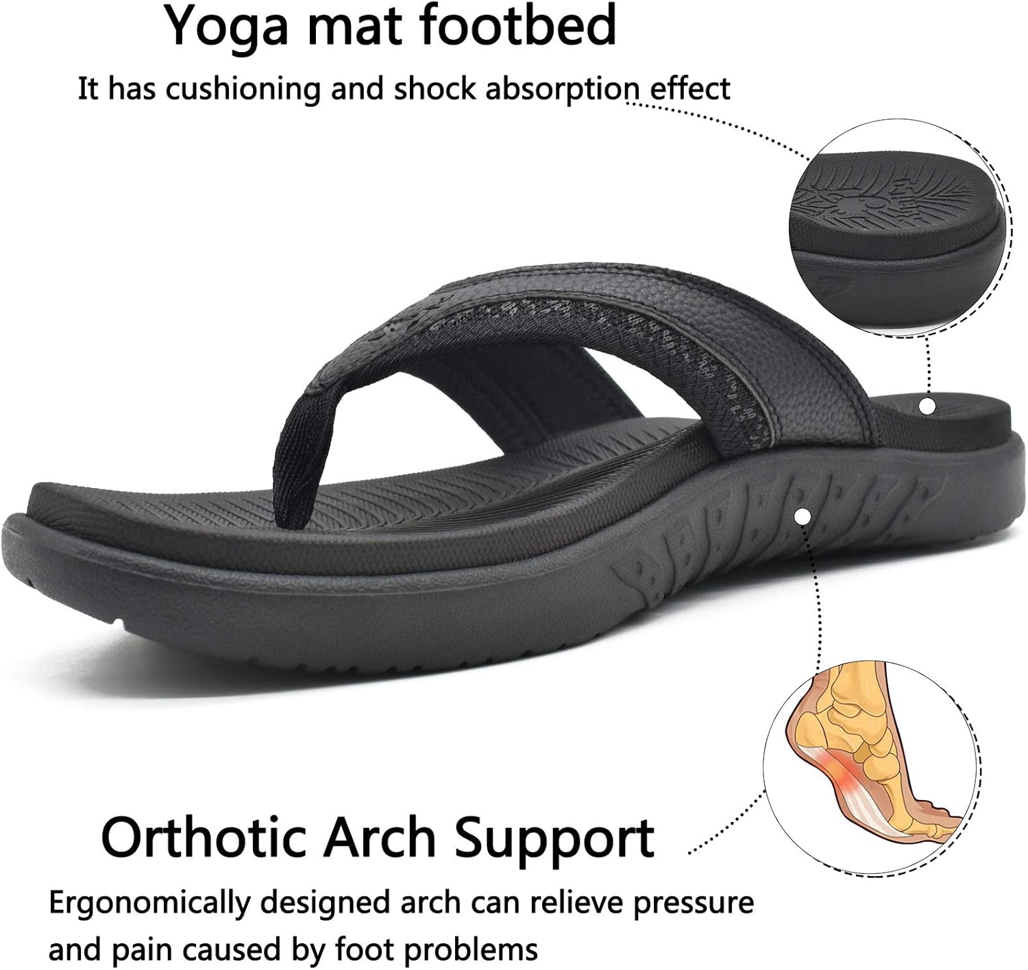 Thumbnail 3 de KuaiLu Mens Sport Flip Flops Orthotic Support Size 7