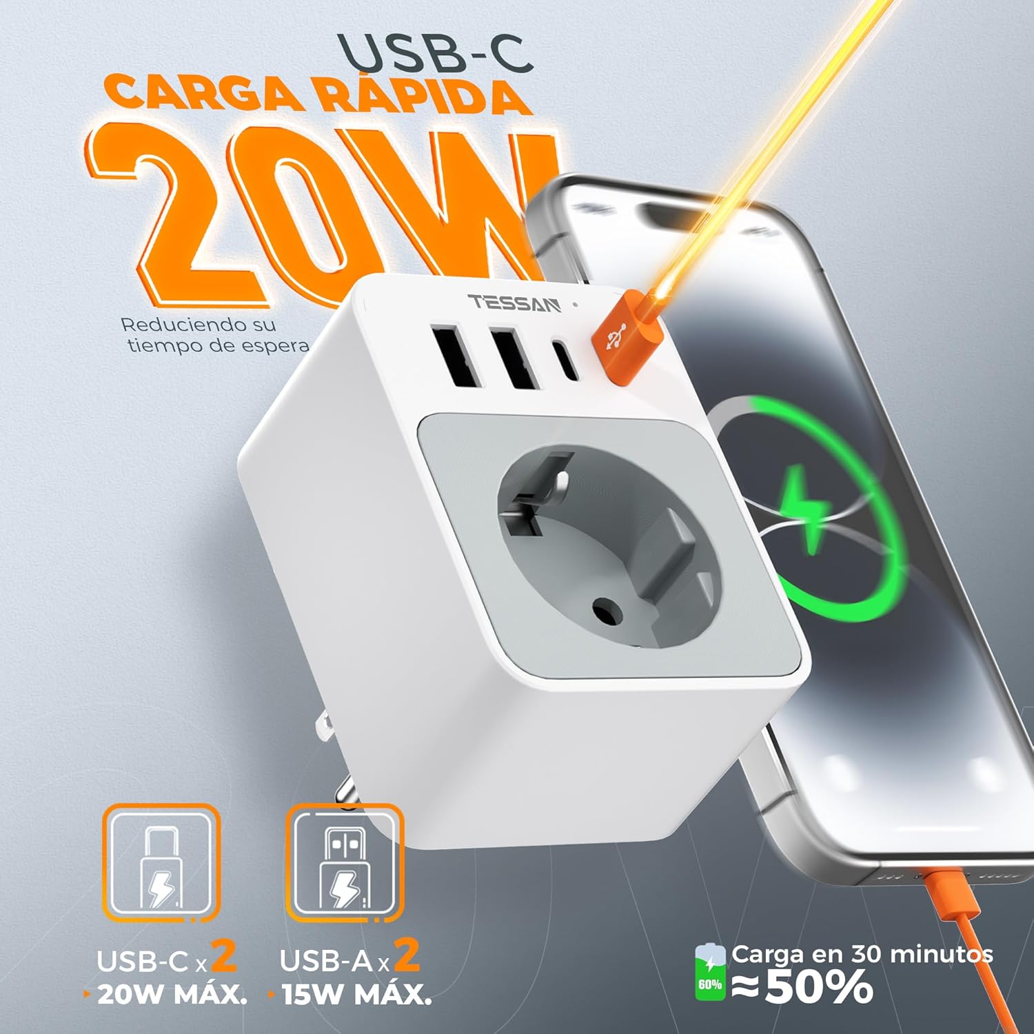 Thumbnail 3 de TESSAN Adaptador Enchufe USA 1875W