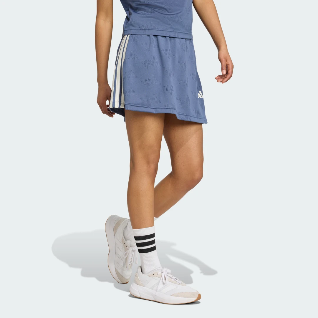 Detalle de Adidas Minifalda con mallas cortas Stadium 3 bandas Tennis Inspired Jacquard en azul