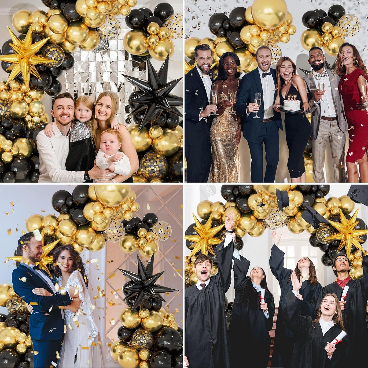 Detalle 2 de CboDeco Black and Gold Balloon Garland Arch Kit (146pcs)