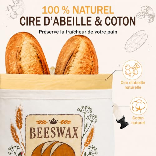 Detalle de Fruzmzk : sac à pain avec doublure amovible en cire d’abeille