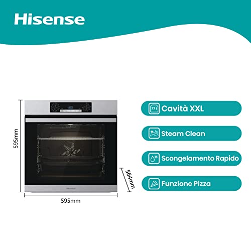 Thumbnail 1 de Hisense O65226AXS Forno Elettrico da Incasso Multifunzione con Vapore, Cavità 77 L, 11 Funzioni, Pizza 300°C
