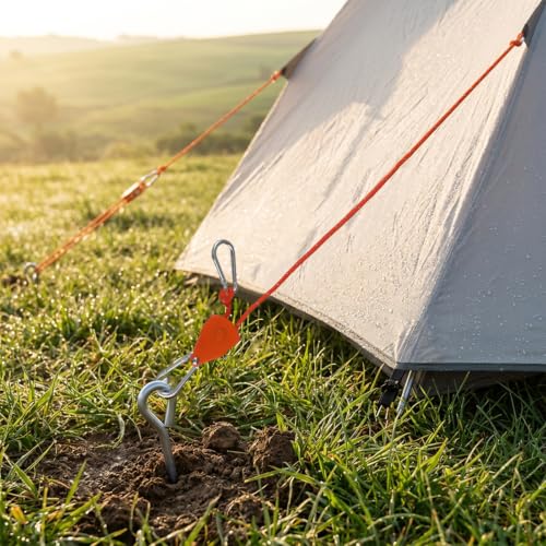 Thumbnail 6 de LEIMEND Abspannseile mit Seilspanner Set 6Stk Zeltschnur 6Stk Zeltheringe – robustes Camping- und Outdoor-System
