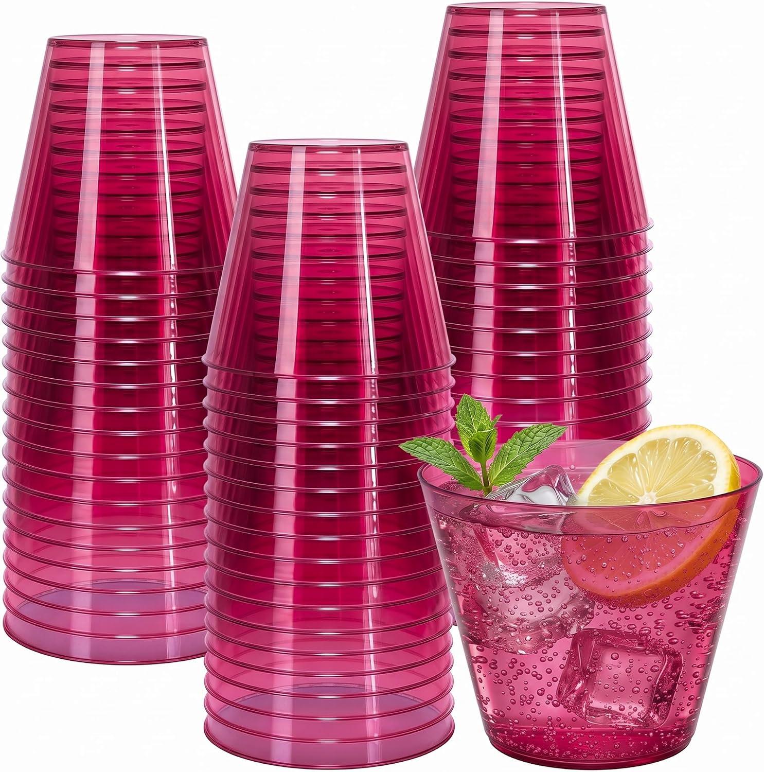 Detalle de Goodluck GL-9OZ- Burgundy-100-CA 9 oz Burgundy Plastic Party Cups, 100 Pack