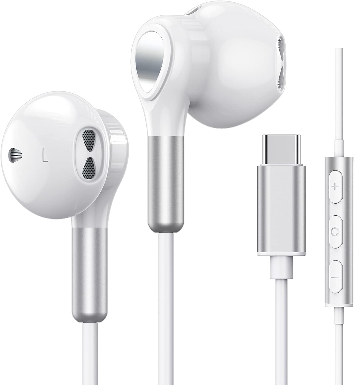 Detalle de BENEWY USB-C Headphones with Mic and Volume Control (wired Type C earphones)