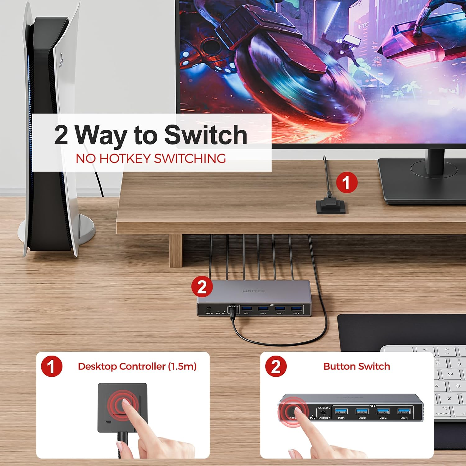 Thumbnail 3 de Unitek USB 3.0 HDMI KVM Switch for 1 Monitor, 2 Computers and 4K@60Hz