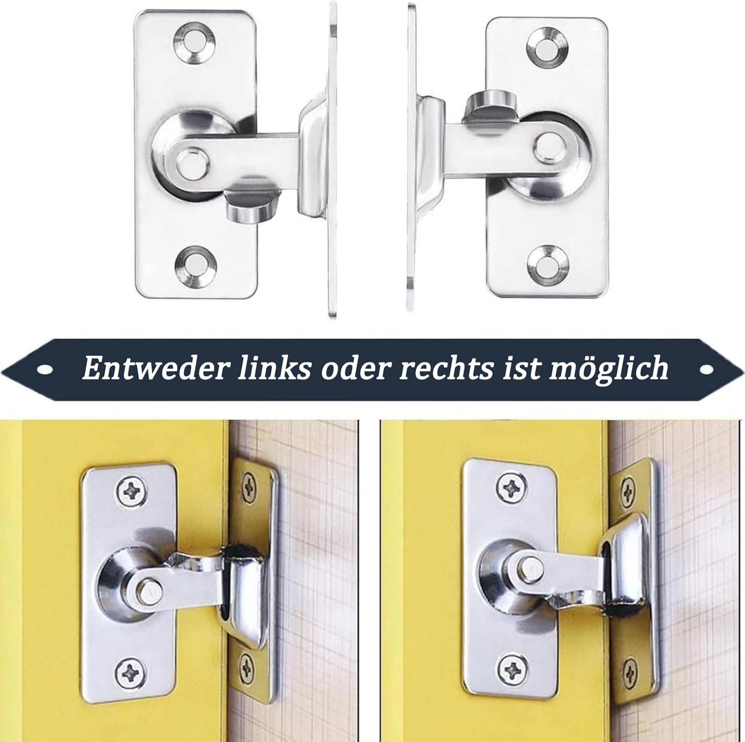 Thumbnail 2 de Anhoer 90° Schiebetürschloss – 304 Edelstahl Riegelschloss mit 4 Schrauben