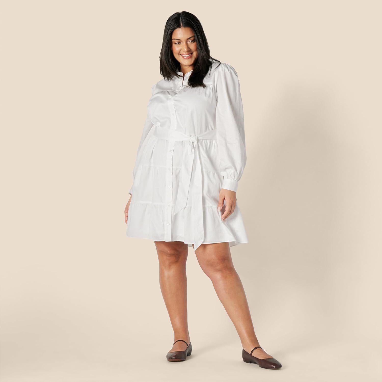 Thumbnail 5 de Amazon Essentials gestuftes Hemdblusenkleid aus Baumwollsatin für Damen – Regular Fit