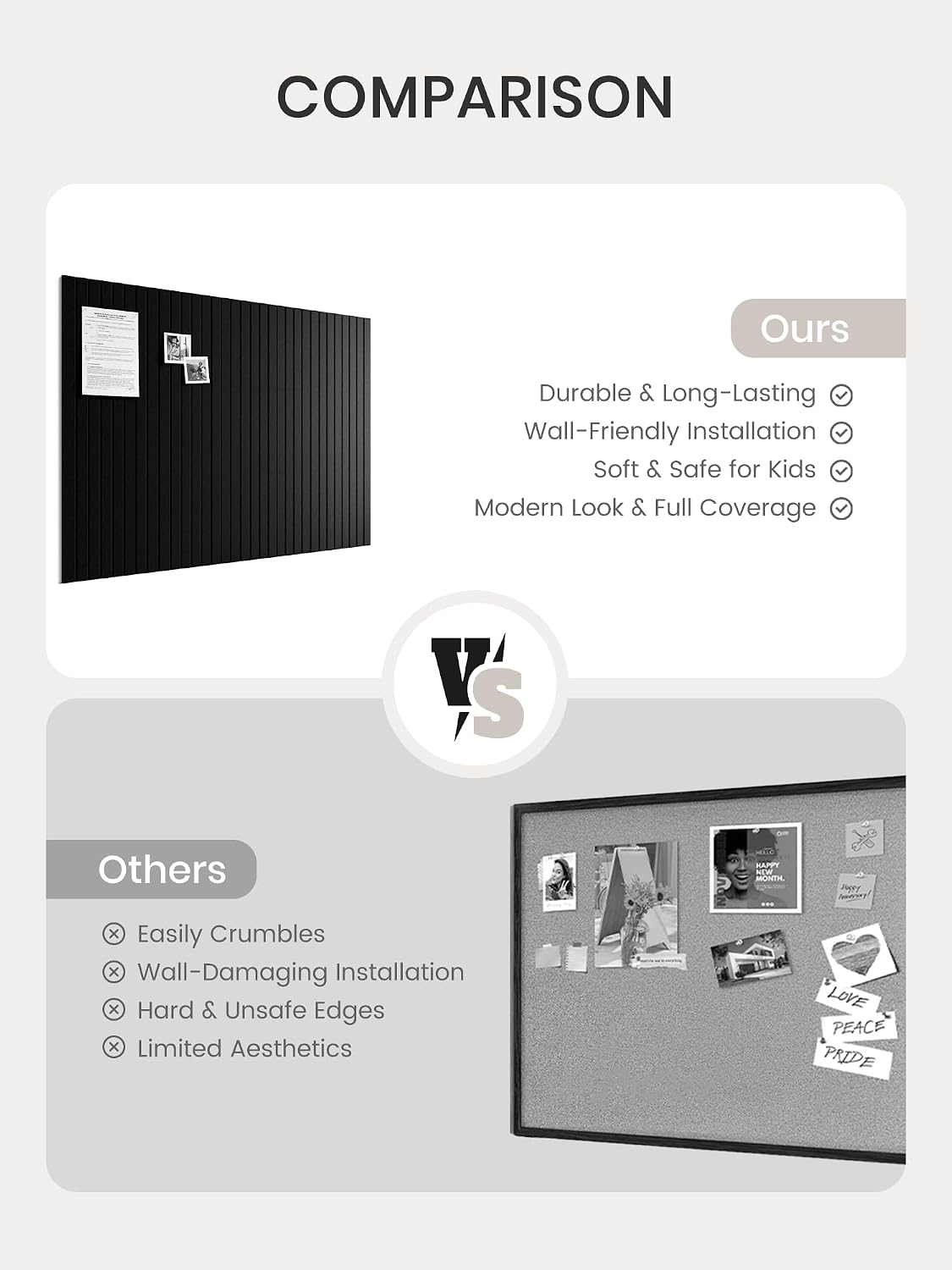 Thumbnail 6 de Bumusty FZB-L-12-8L-BK-UK Felt Bulletin Board, 12-Pack Black Tiles