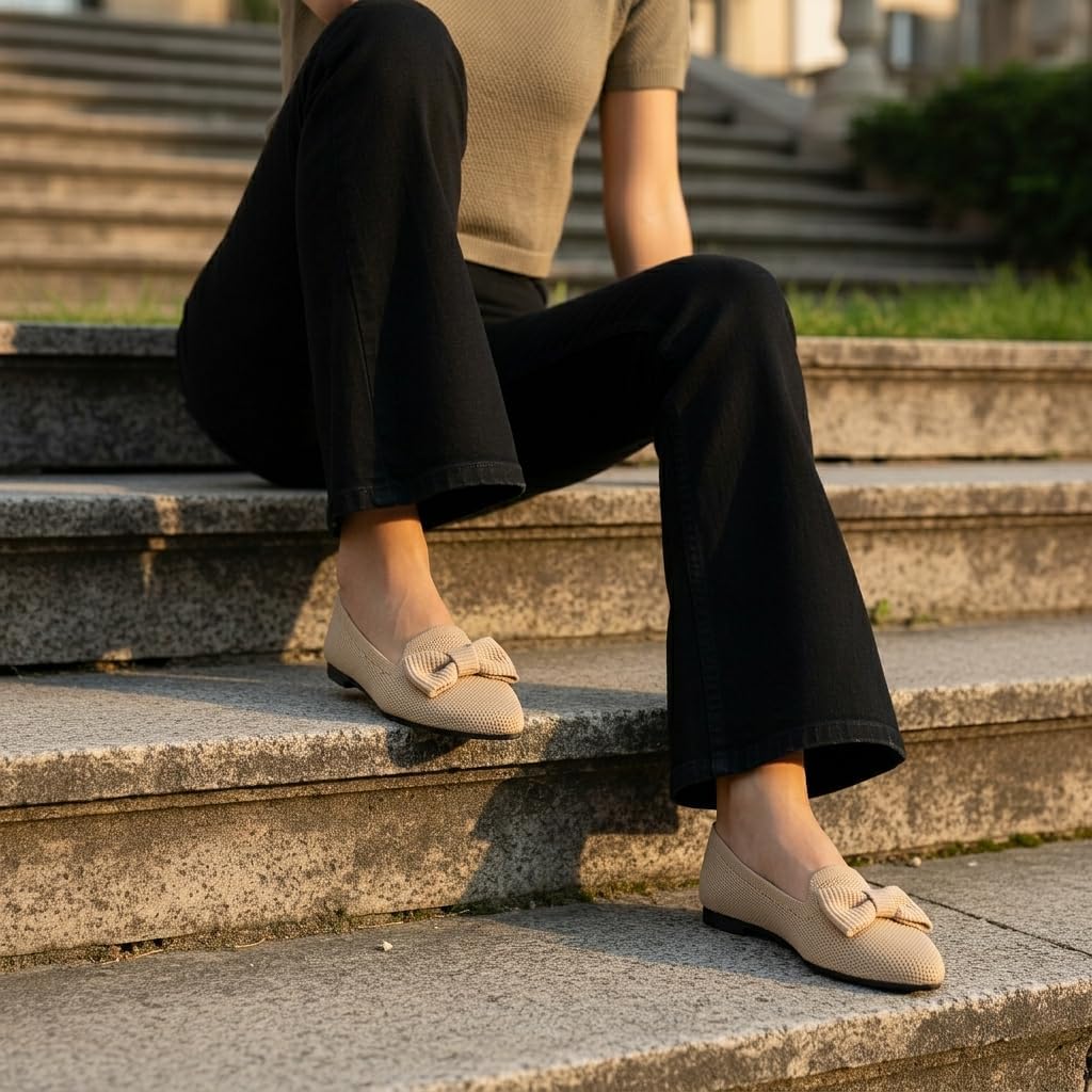Thumbnail 2 de Adaiixyc Mesh Ballet Flats for Women with Bow — Pointed Toe, Breathable Knit Comfort for Work