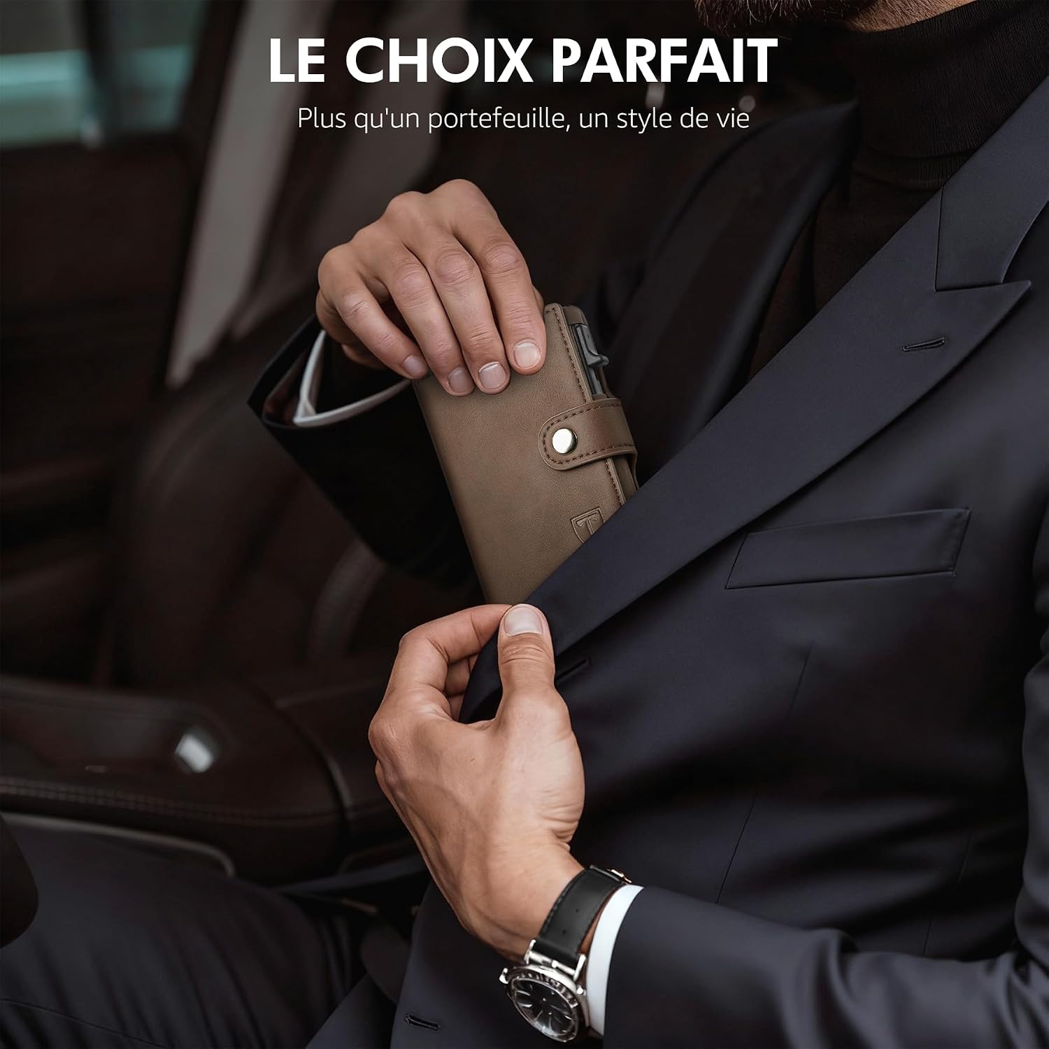Thumbnail 6 de TENBST Portefeuille en Cuir pour Homme avec Blocage RFID – 8 Porte‑Carte, Compartiment à Billets et Poche à Monnaie