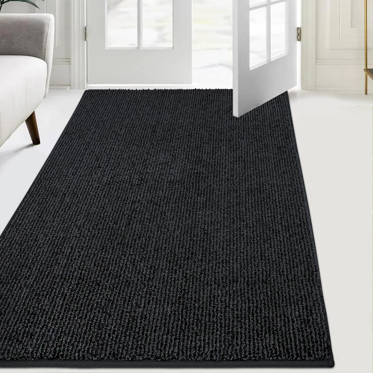 Detalle de FCSDETAIL Dirt Trapper indoor door mat 86 x 150 cm – machine-washable entrance rug with non-slip backing
