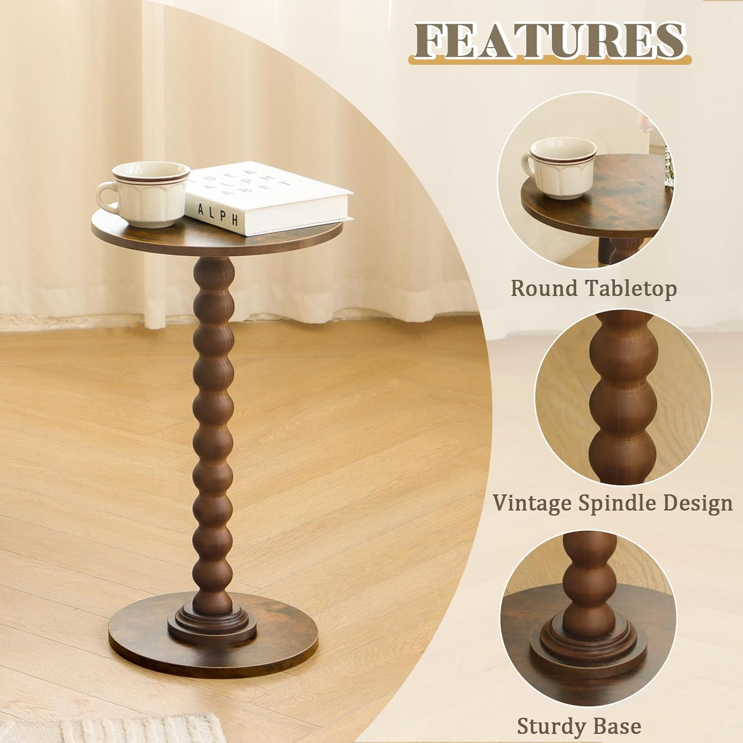 Detalle 2 de Fultyle Round Side Table Rustic Brown
