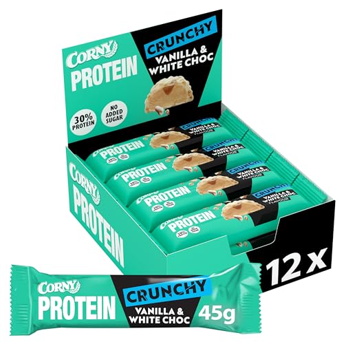 Detalle de Corny Protein Crunchy Vanille White Choc 12×45g 🍫