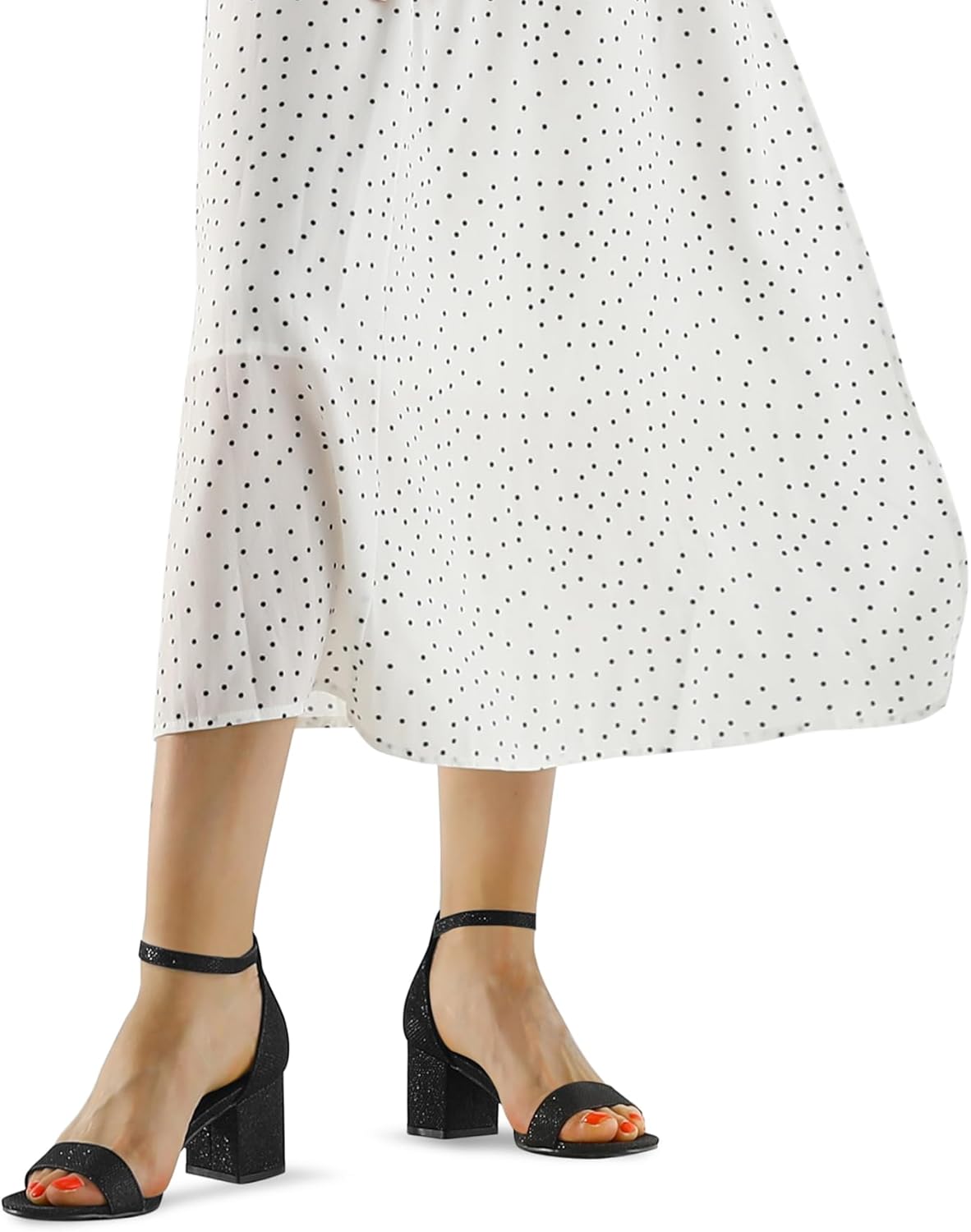 Thumbnail 1 de mysoft Women’s Chunky Low Heels Open Toe Block Heeled Ankle Strap Pump Wedding Sandals