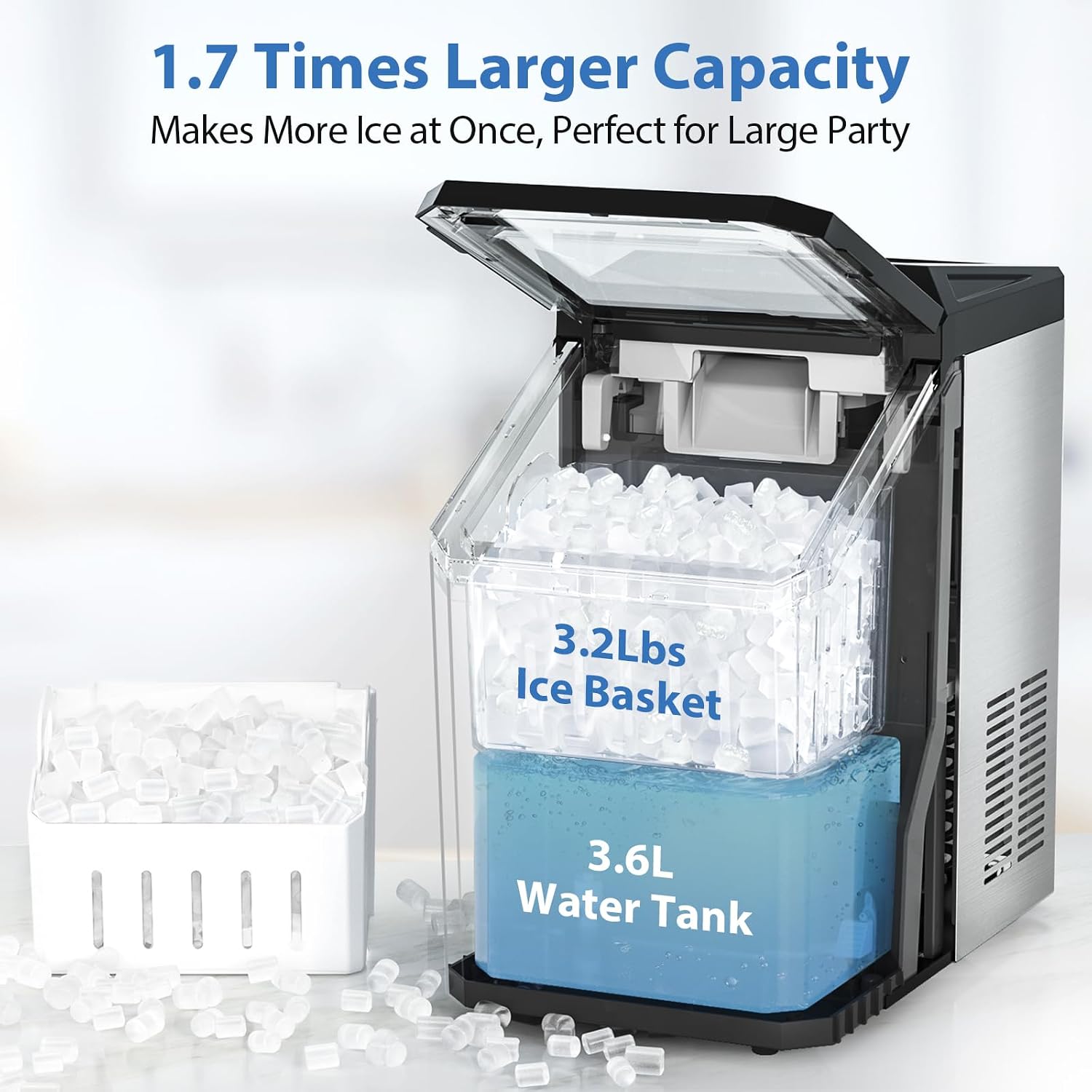 Detalle 2 de Aeitto Nugget Ice Maker, 55 lb/day