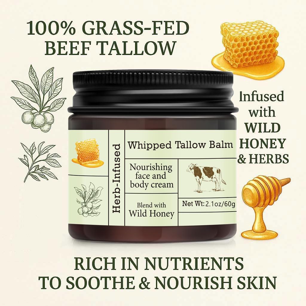 Thumbnail 1 de URQT Beef Tallow for Skin: Organic Grass-Fed Whipped Beef Tallow and Honey Balm
