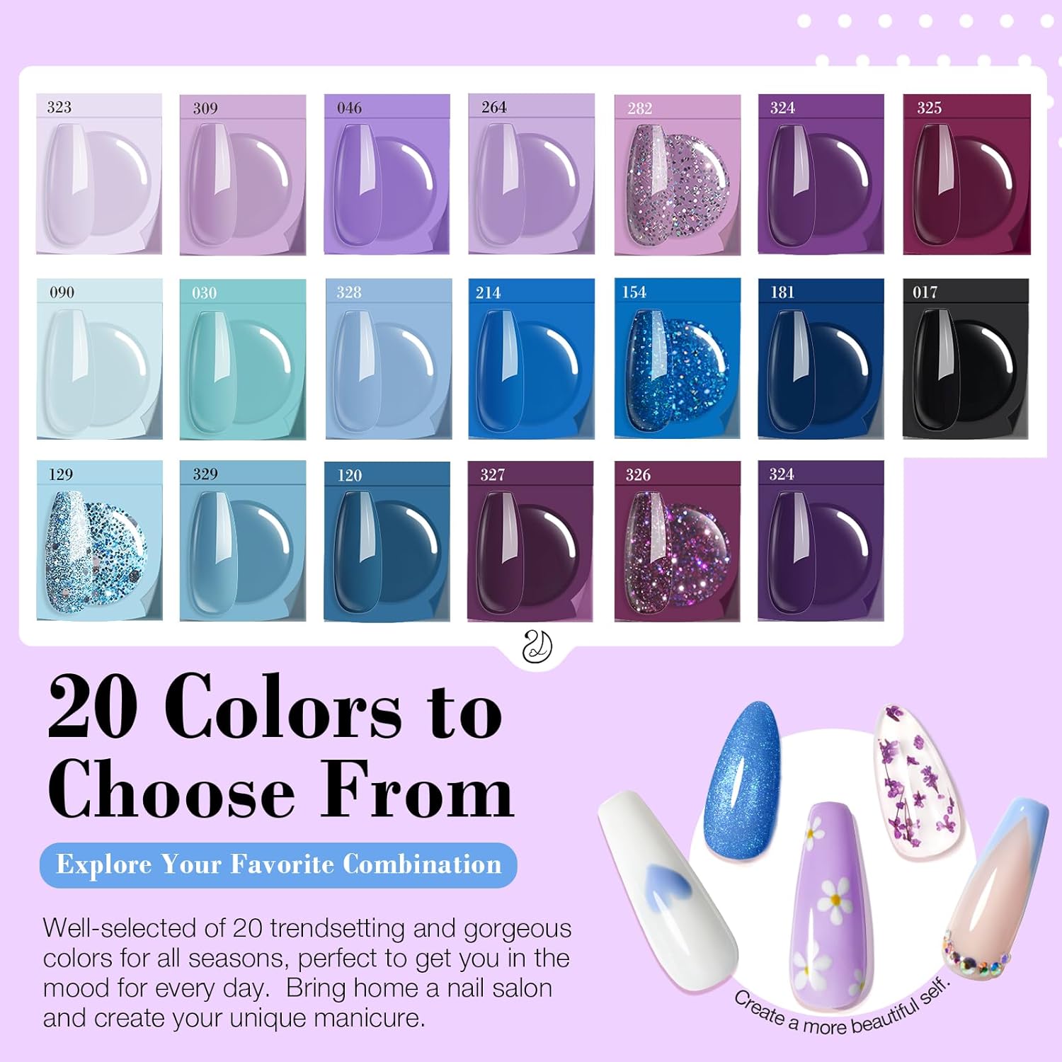 Detalle 1 de AZUREBEAUTY Dip Powder Nail Kit Starter (31-Piece) with 20 Color Dipping Powders + Base/Top/Activator
