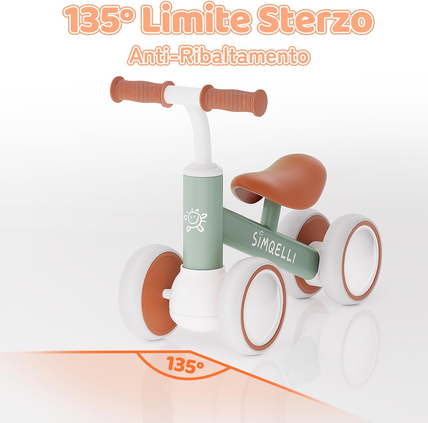Thumbnail 4 de SIMQELLI Bicicletta Senza Pedali per 1 Anno (10-24 Mesi) – equilibrio sicuro per bambini con 4 ruote (Verde)