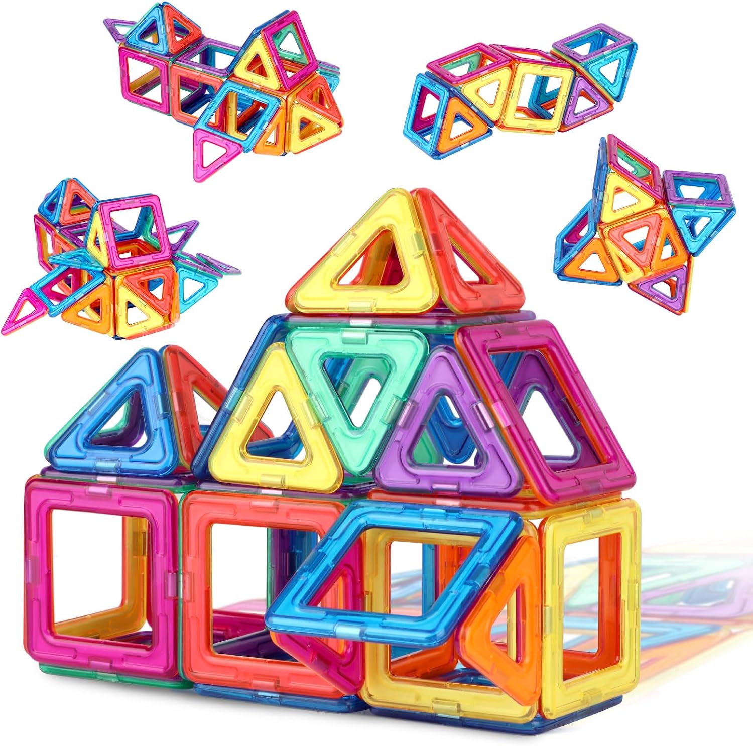Detalle de Flouco Magnetische Bausteine 40-teilig – magnetisches STEM/Montessori-Spielzeug ab 3 Jahren