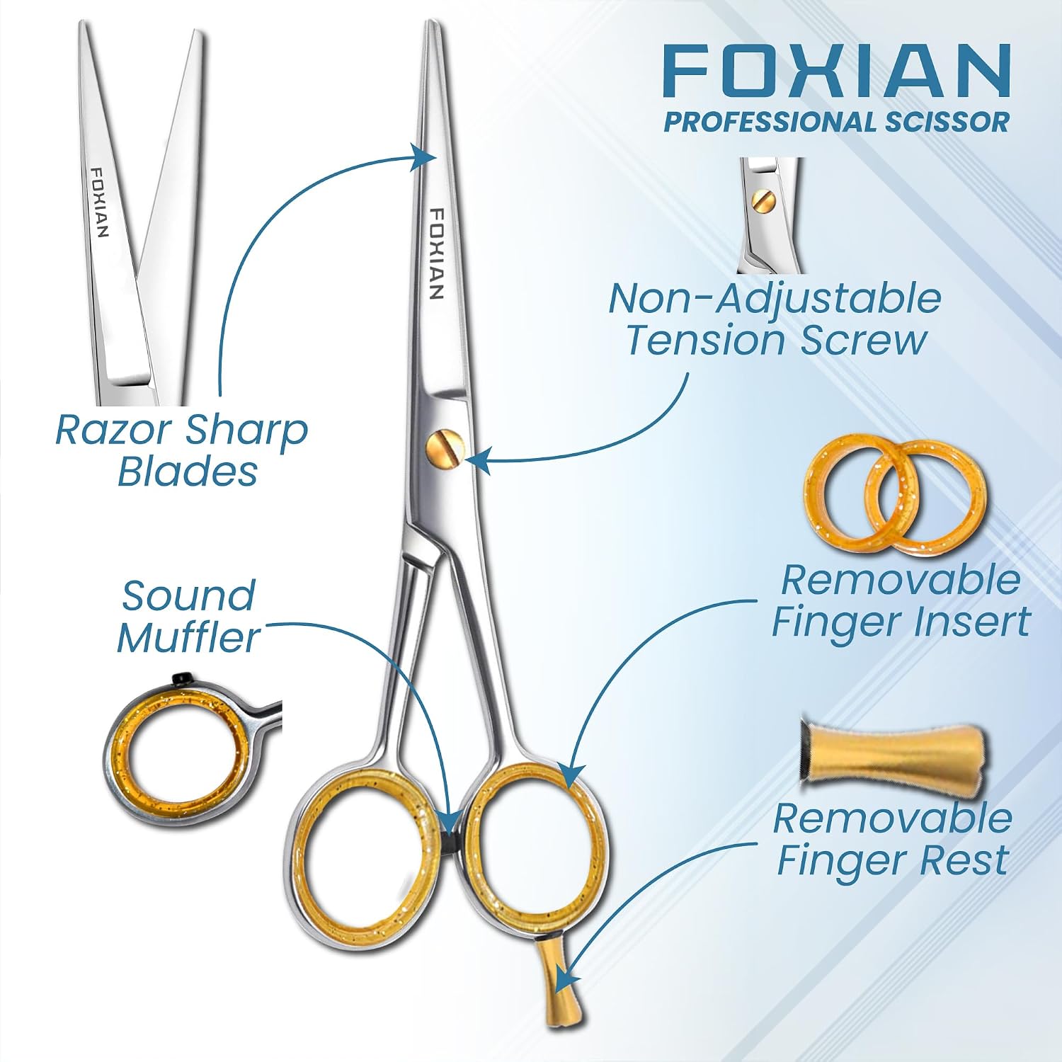 Detalle 2 de Foxian Hairdressing Professional 6" scissors ✂