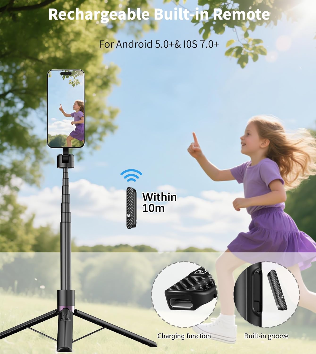 Thumbnail 2 de TONEOF 68" Magnetic Selfie Stick Tripod for Magsafe