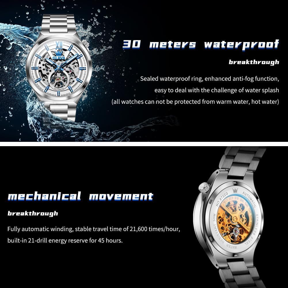 Thumbnail 4 de OLEVS Herrenuhr Automatik Skelettuhr