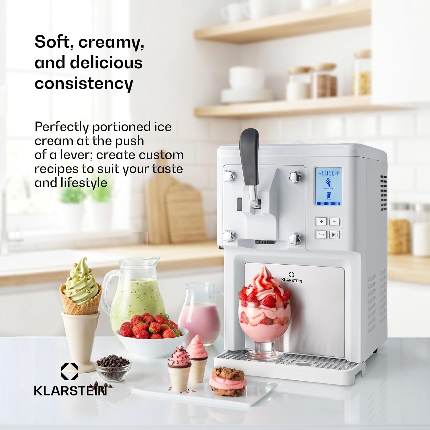 Detalle 1 de Klarstein Sweet Sundae Ice Cream Maker, 1.5 L, Compressor and Soft-Serve Dispenser