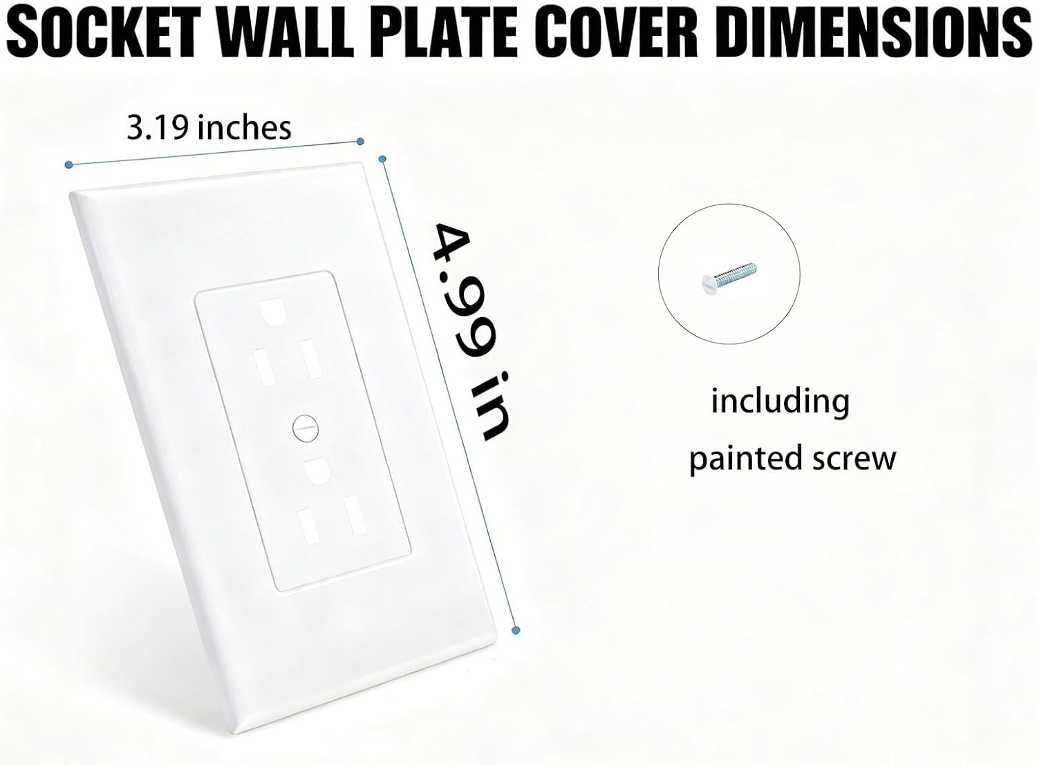 Detalle 1 de ZEFTV 20-Pack Duplex Outlet Wall Plates, 1-Gang White Polycarbonate