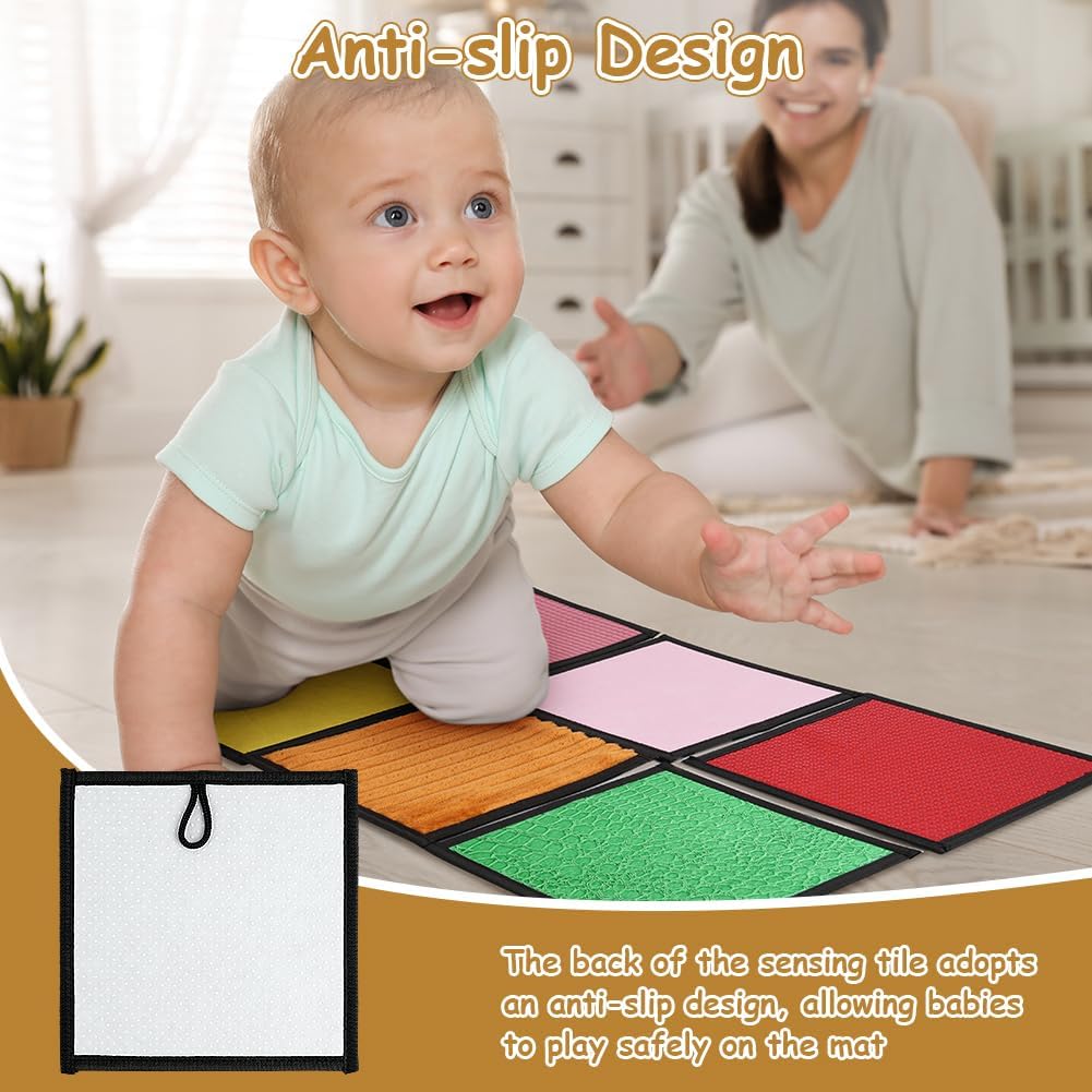 Detalle de Vicloon Sensory Mats: 16 Mini Tactile Tiles for Autism – 20x20cm, Non-Slip & Washable