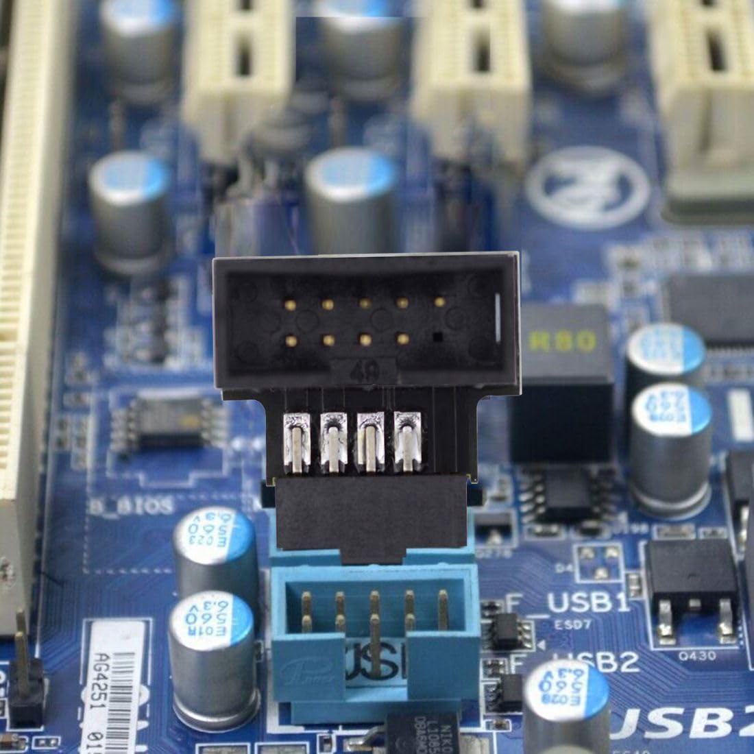 Detalle 2 de chenyang USB 2.0 9Pin/10Pin Motherboard Header Verlängerungsstecker – 90° abgewinkelte Verbindung