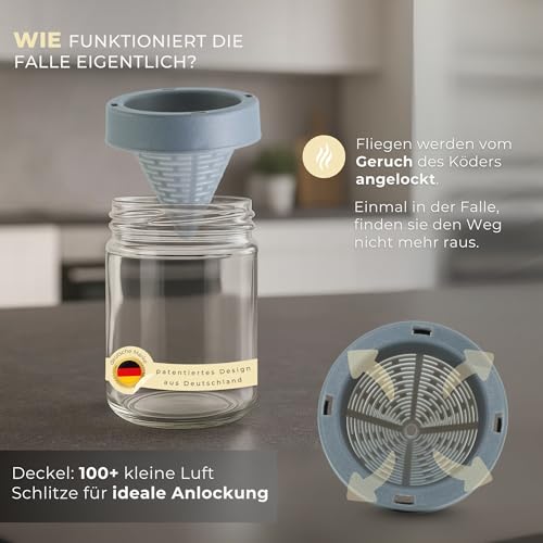 Detalle de HAVENHAUS Fruchtfliegenfalle dunkelgrau – wiederverwendbares 2er Set