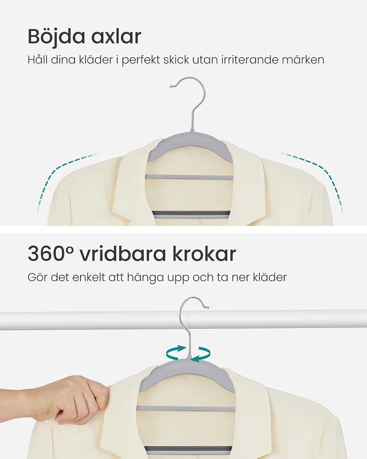 Thumbnail 3 de SONGMICS CRP20G50 klädhängare i ABS-plast, 50-pack med halkskydd