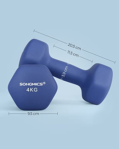 Thumbnail 7 de SONGMICS Hanteln 2 Stück, 2 × 4 kg, sechseckige Hanteln mit Neopren-/Vinyloberfläche, Blau (SYL908Q01)