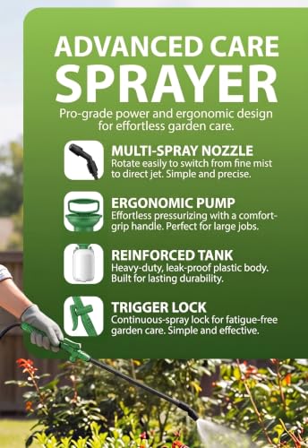Thumbnail 2 de REQUISITE NEEDS Pump Action 5L Garden Sprayer with Adjustable Nozzle, 1.3m Hose and Shoulder Strap