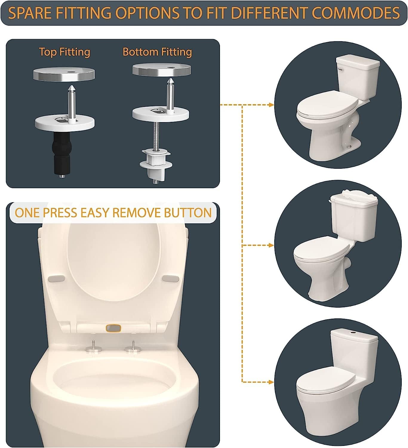 Thumbnail 5 de Soft Close Oval Toilet Seat with Quick-Release Hinges – UF Material by AAN®