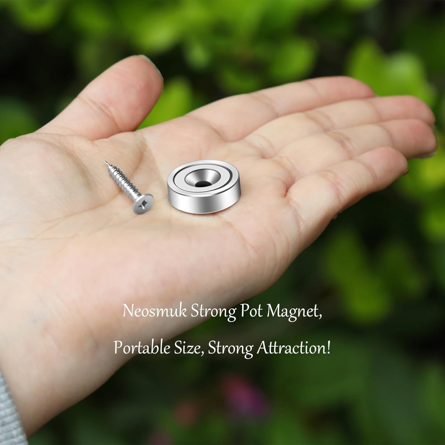 Detalle 2 de Neosmuk 15kg Round Cup Magnets with Hole, Pack of 10 – Heavy-Duty Neodymium Magnets for Wood and Walls