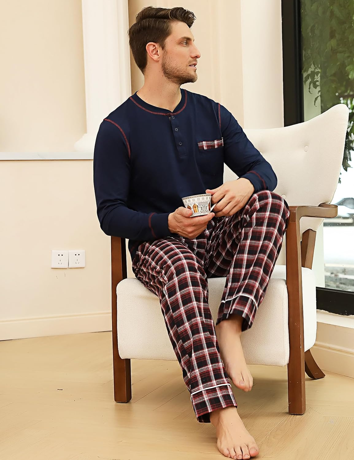 Detalle 2 de Litherday Pyjama Long à Carreaux Homme 2 pièces