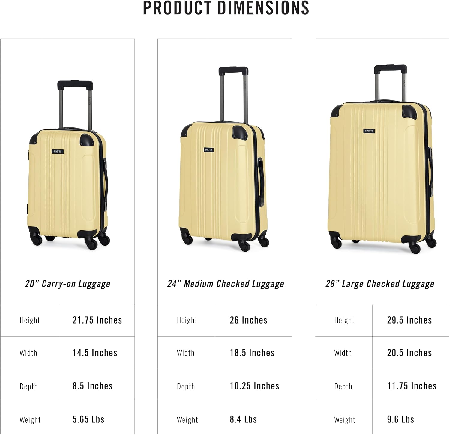 Thumbnail 5 de Kenneth Cole REACTION Out of Bounds Lightweight 4-Wheel Spinner Carry-On (20-Inch) in Pale Banana