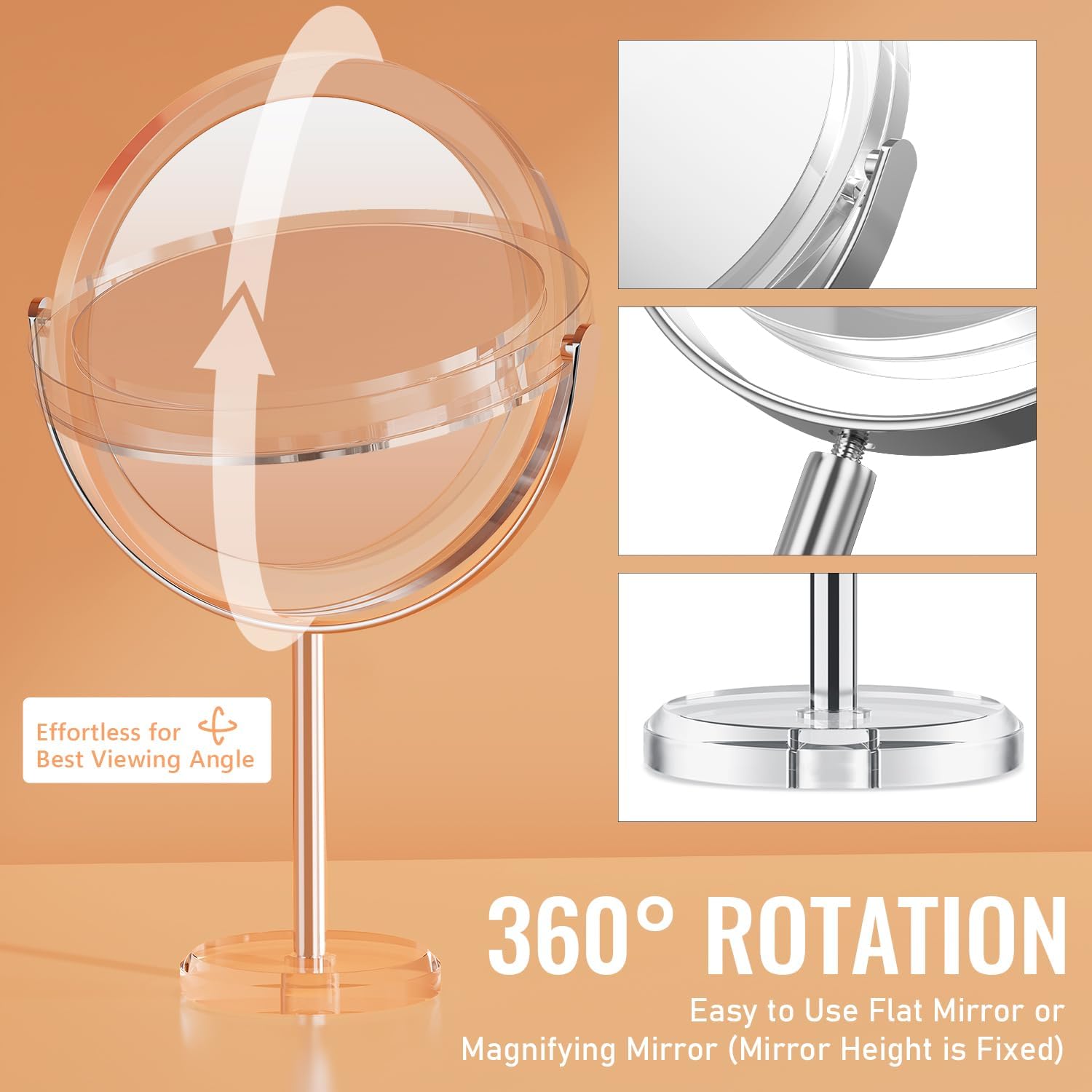 Detalle 2 de Auxmir 1X/30X Double-Sided Make-Up Mirror, 20 cm, 360° Rotation