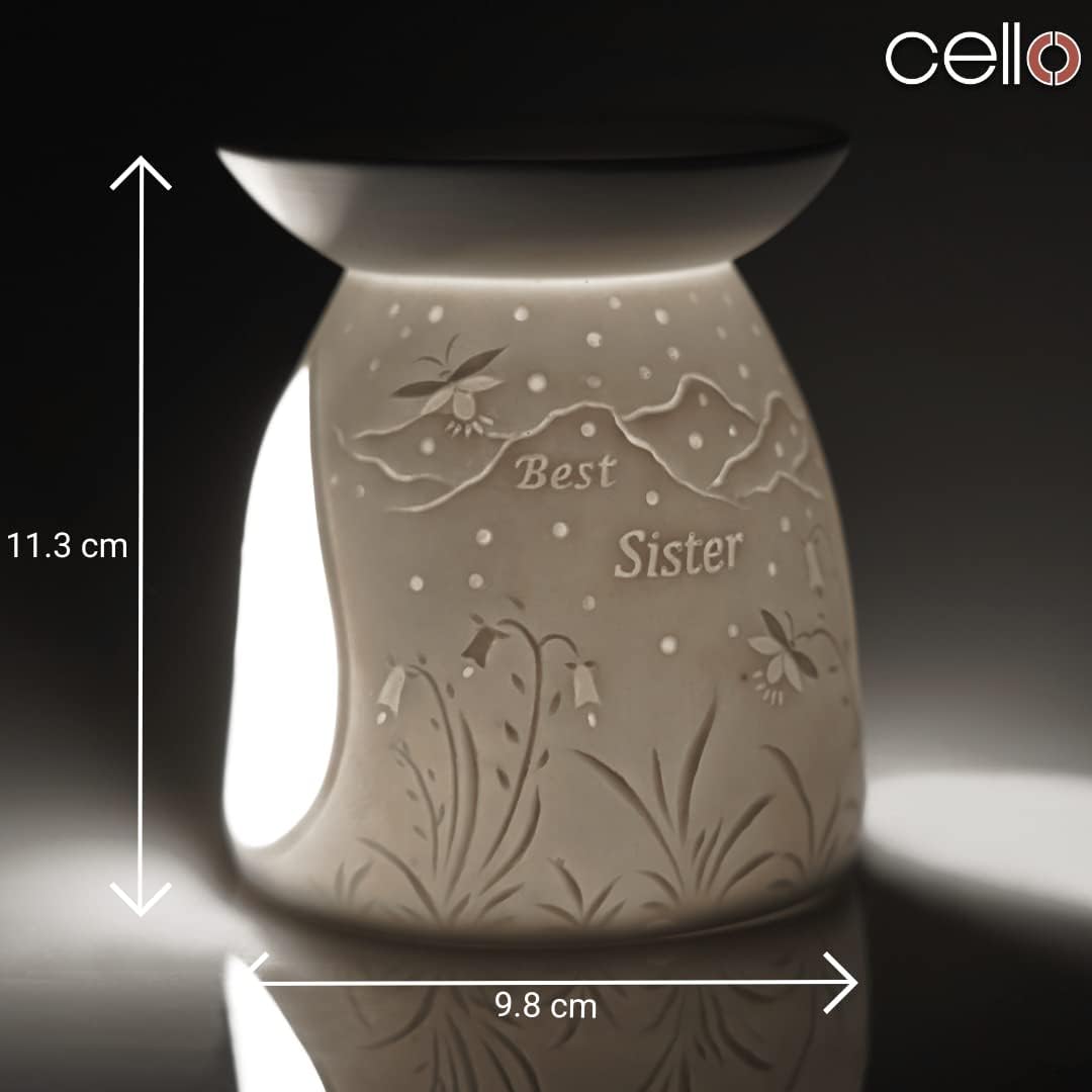 Thumbnail 1 de Cello Best Sister tea light oil & wax burner (porcelain gift box lithophane design)