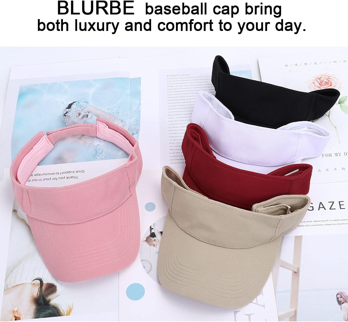 Thumbnail 4 de BLURBE Sun Visor Cap for Women with Ponytail Hole – Lightweight Adjustable Twill Visor