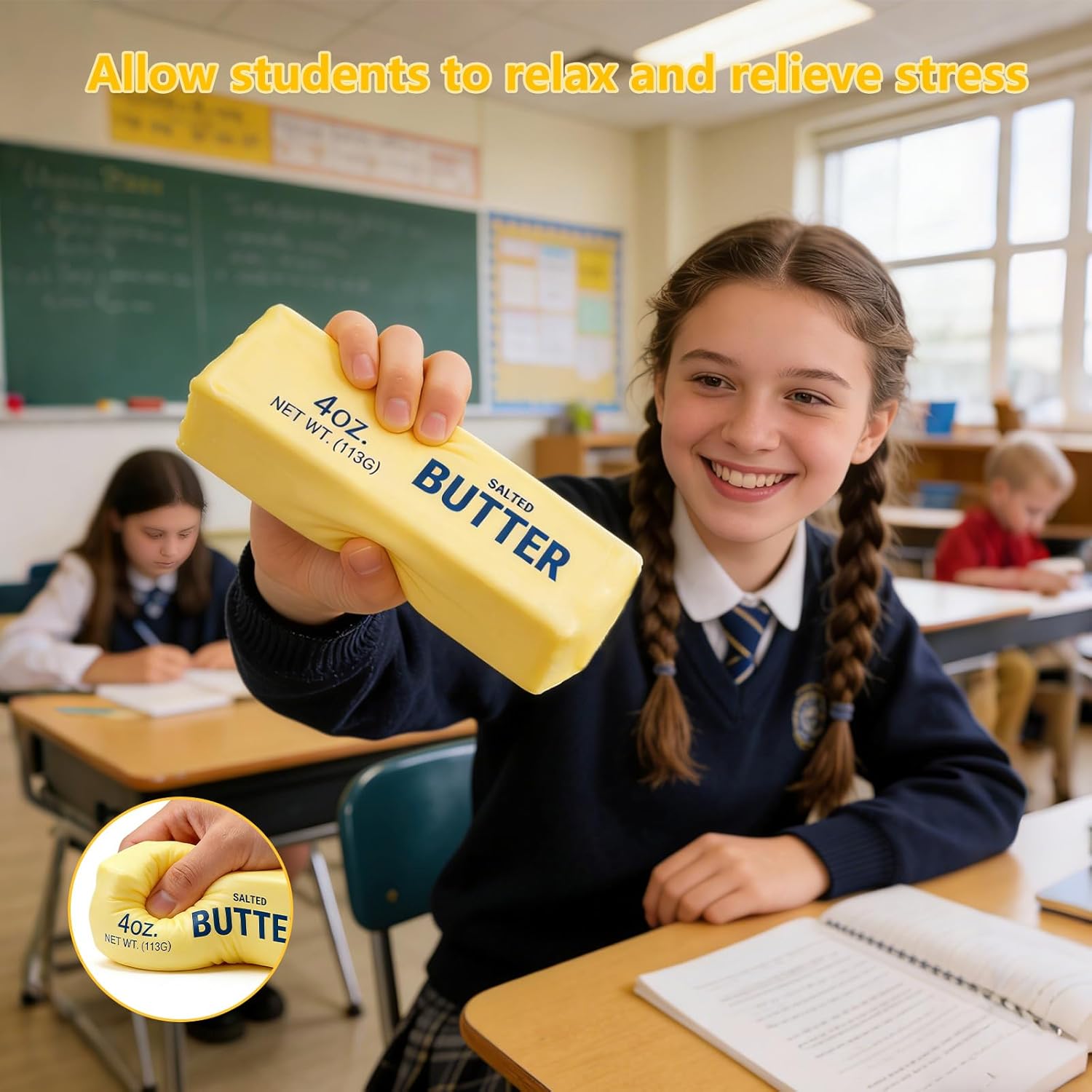 Detalle de Butter Squishy: Slow-Rising Cream-Scented Butter Fidget Toy for Stress Relief and Desk Decor