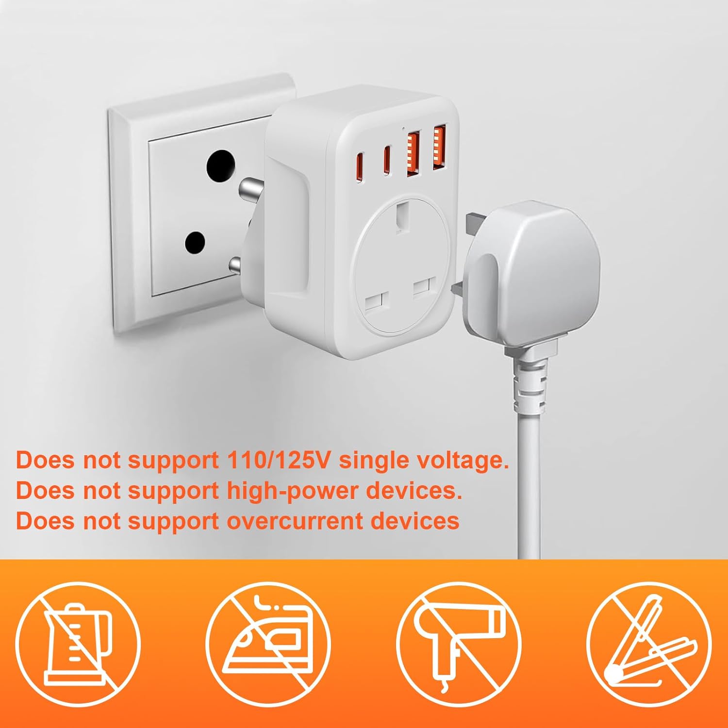 Thumbnail 6 de Omivine 5-in-1 UK to South Africa Type M travel plug adapter with USB-C and USB-A