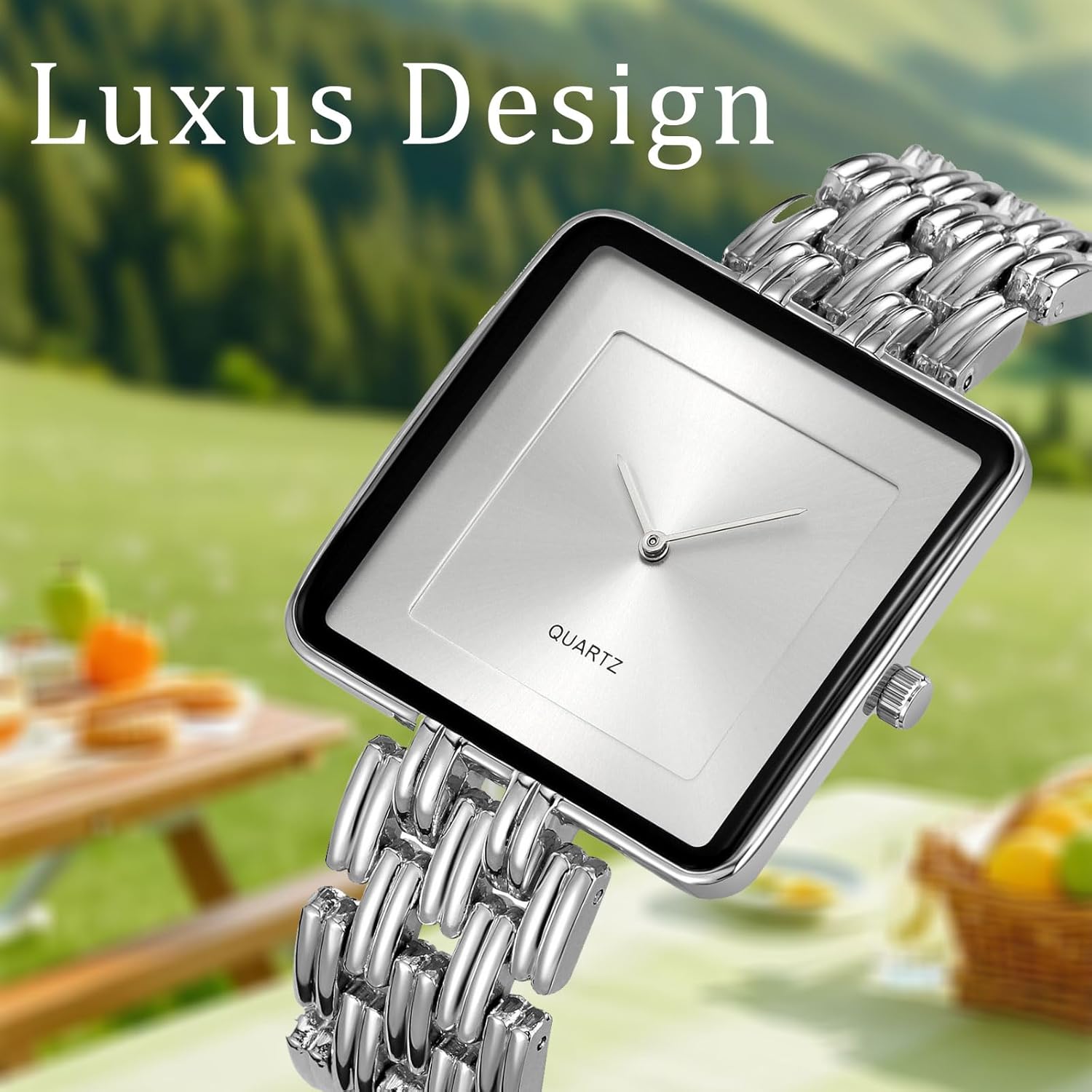 Thumbnail 4 de findtime Quadratische Armbanduhr – Unisex, analoges Quarzwerk, 3 ATM Wasserdicht