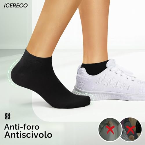 Detalle de IceReco 10 Paia Calze Corte Uomo in Cotone 43-46 Nero/Grigio – Comfort Traspirante