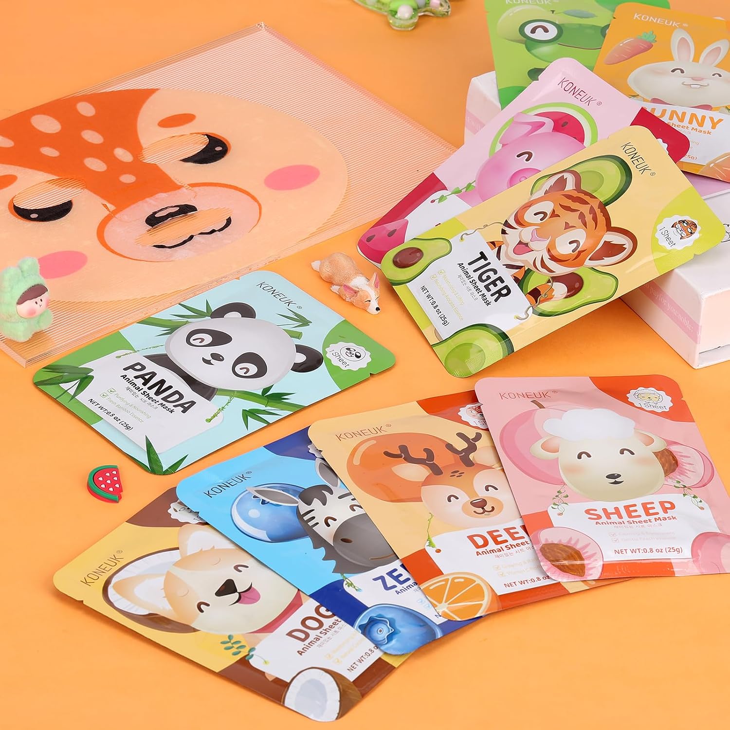 Thumbnail 6 de KONEUK 9 Pack Animal Face Masks for Kids — Hydrating Collagen Sheet Masks for Teens and Sleepover Parties