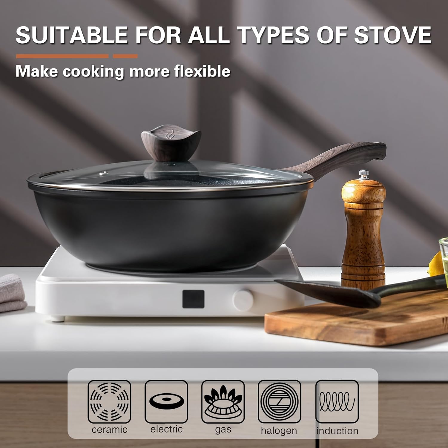 Thumbnail 1 de Kordisen Non Stick Induction Wok Pan 30cm