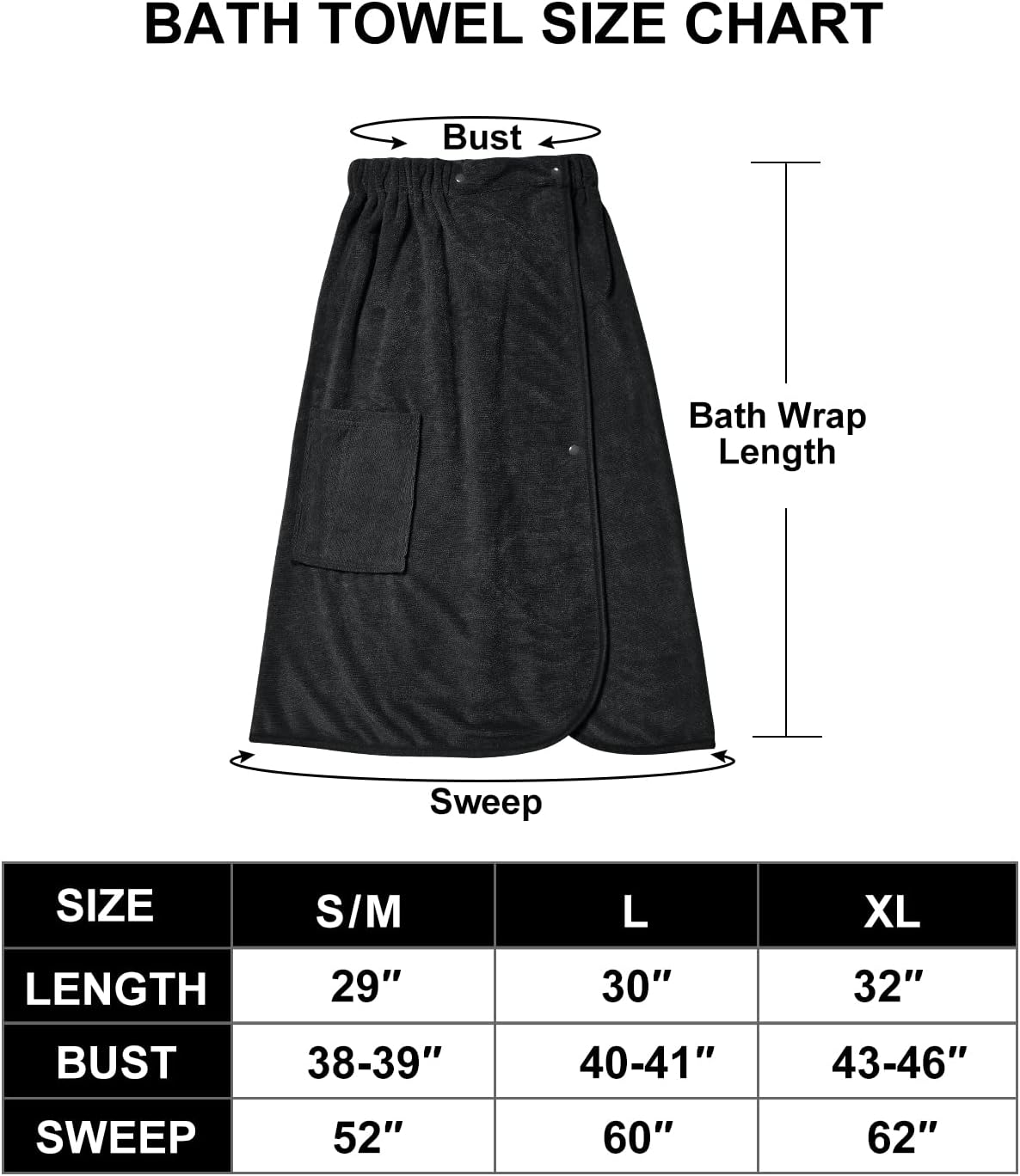 Detalle 1 de ROSYLINE Women's Shower Wrap Robe, Soft Bath Towel Wrap with Adjustable Snaps