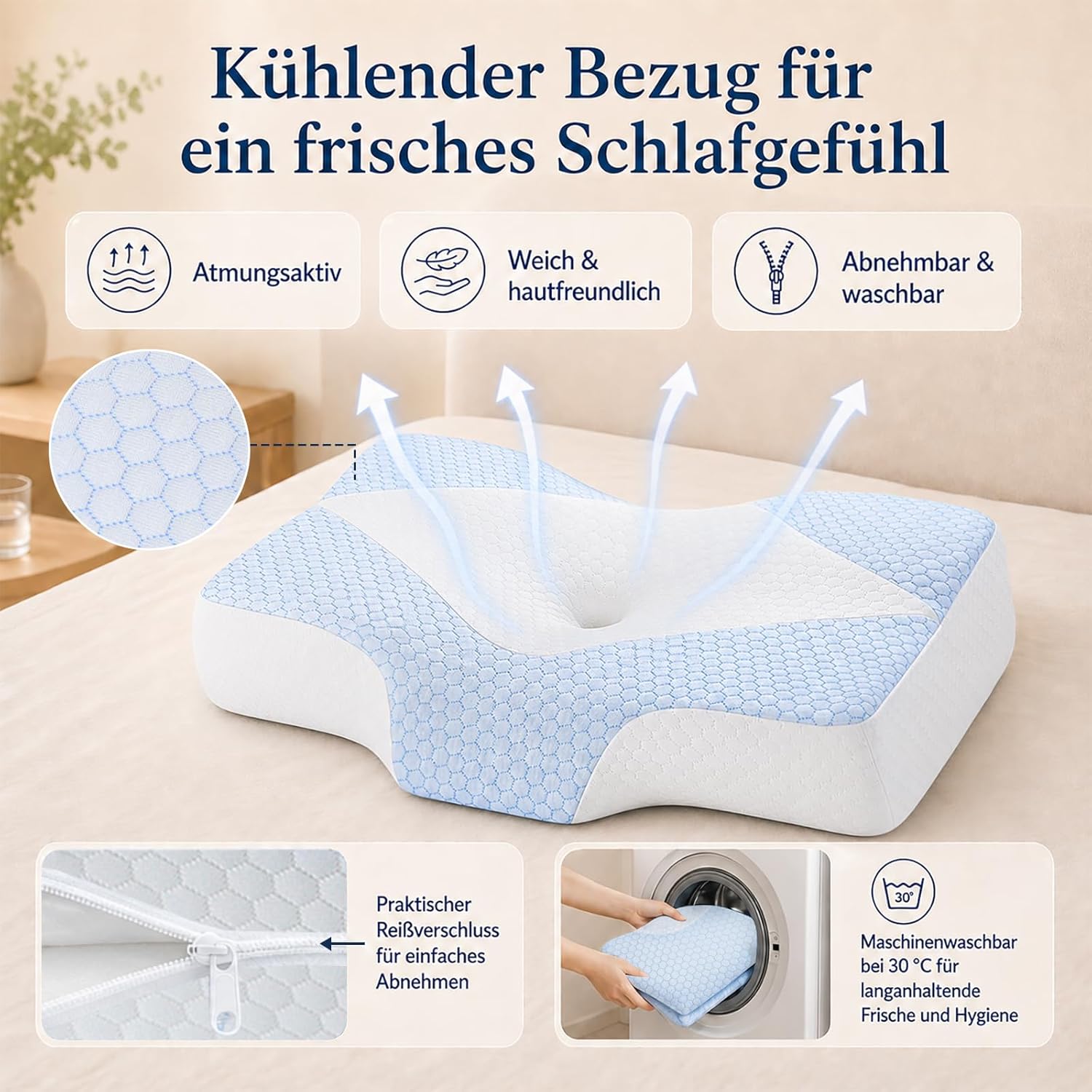Thumbnail 5 de Hypuno Orthopädisches Memory Foam Kopfkissen 2 Höhen